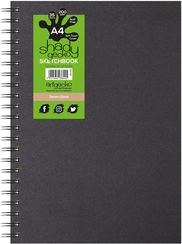 Artgecko schetsboek A4 bruin spiraal 220gr 35 vel duurzaam papier