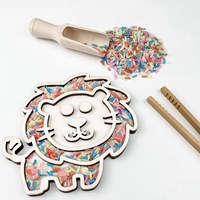 FiQ forme à remplir en bois jouet sensoriel Lion 12×13 cm-2