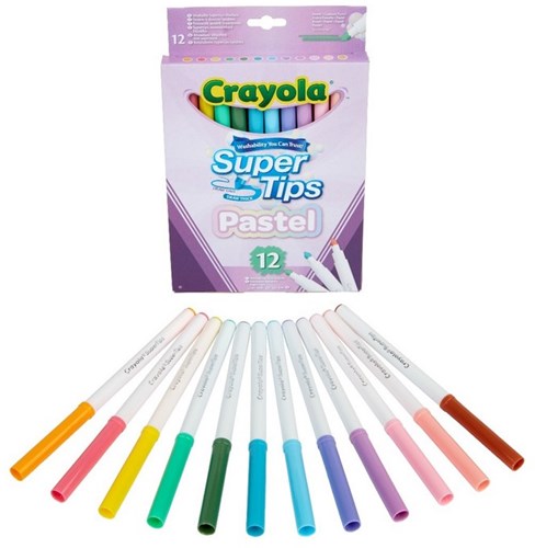 Crayola feutres pastel - Supertips 12 couleurs pour enfants et adultes
