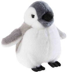 Heunec knuffel pinguïn baby pluche 15cm wit-grijs speelgoed
