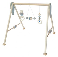 Hess arche de jeux en bois ours bleu - jouet bébé avec perles et anneaux