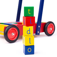 Tidlo chariot de marche en bois - trotteur avec blocs ABC jouet éducatif