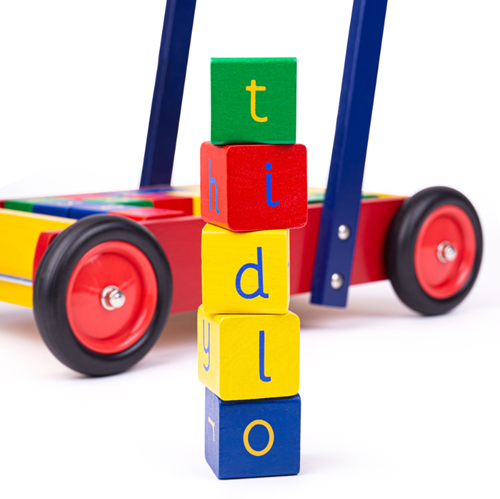 Tidlo chariot de marche en bois - trotteur avec blocs ABC jouet éducatif