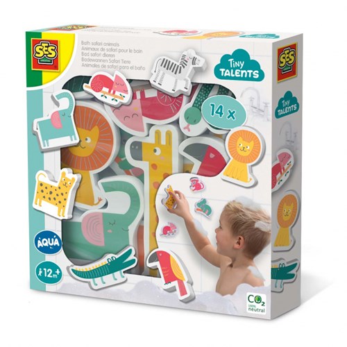 Ses badspeelgoed safari dieren foam set 14 stuks - badspeeltjes