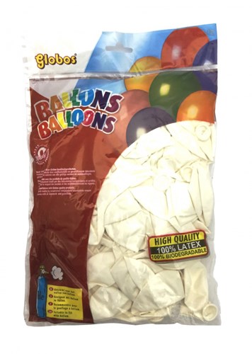 Globos ballonnen wit 100 stuks - latex feestballonnen 31 cm