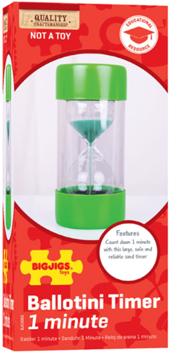Bigjigs zandloper Ballotini Timer 1 Minuut - 16,5 cm hoog-3