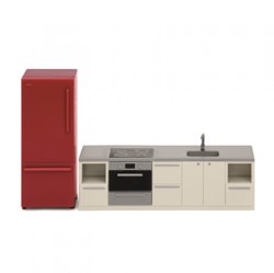 Lundby poppenhuis keukenset - speelgoed keuken bruin/grijs