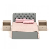Lundby poppenhuis - Slaapkamerset grijs roze speelgoedmeubels