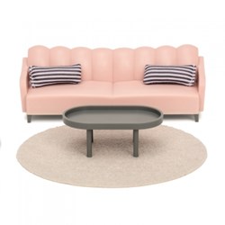 Lundby ensemble salon maison de poupée - meubles jouets rose et brun