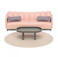 Lundby poppenhuis woonkamerset - roze en bruin speelgoedmeubels