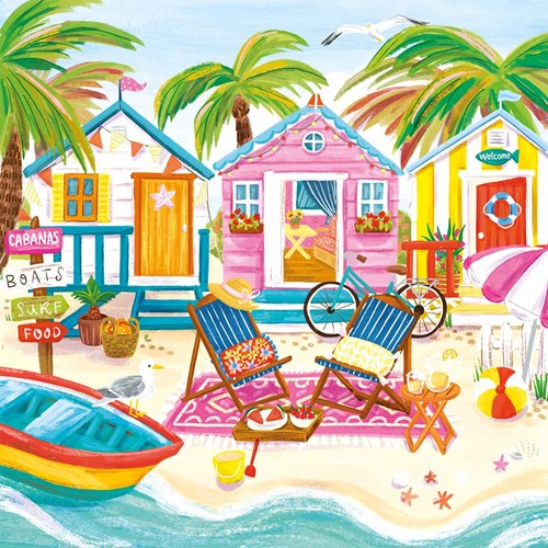 Magnolia puzzel Beach Huts - legpuzzel 1023 stukjes multicolor