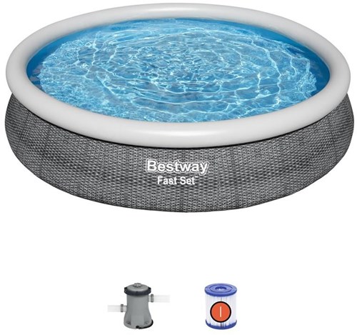 Bestway zwembad FastSet 366x76cm met pomp voor tuinplezier