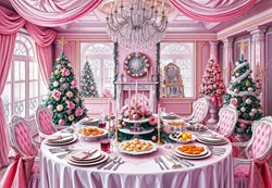 Bluebird Puzzle kerst puzzel Christmas Feast in Pink - 1000 stukjes