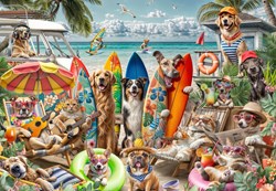 Bluebird Puzzle honden en katten strand puzzel - 1000 stukjes