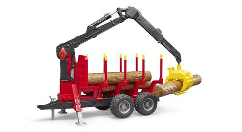 Bruder Remorque à arbres avec grue - remorque jouet pour enfants