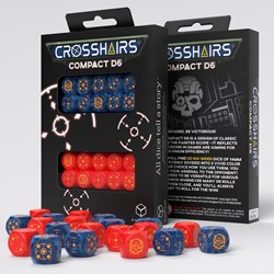 Q-Workshop dobbelstenen Crosshairs Compact D6 - Cobalt & Red - 20 stuks