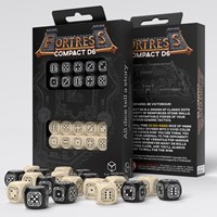 Q-Workshop dobbelstenen set Fortress Compact D6 zwart beige 20 stuks