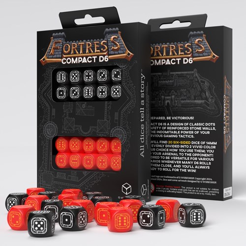 Q-Workshop set de dés Fortress Compact D6 noir rouge 20 pièces