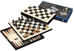 Philos Jeu d'échecs - Dames - Backgammon Cassette Bois Case 30 mm