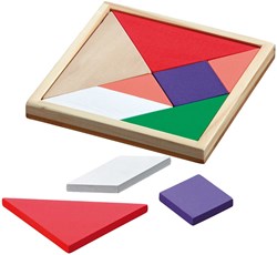 Philos Tangram houten puzzel spel 15x15 cm educatief speelgoed