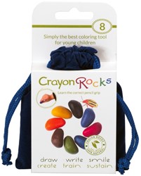 Crayons de cire Crayon Rocks dans un sac en velours bleu - 8 couleurs