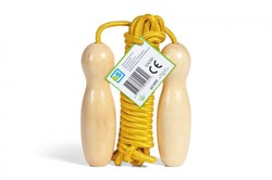 BS Toys springtouw geel met houten handvatten - extra lang buitenspeelgoed