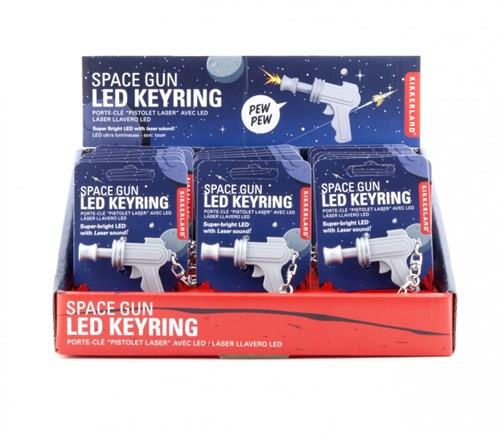Kikkerland Space Gun sleutelhanger met LED lamp - speelgoed gadget