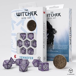 Q-Workshop The Witcher Dice Set - Yennefer - Lila en Kruisbessen (7 stuks + munt)