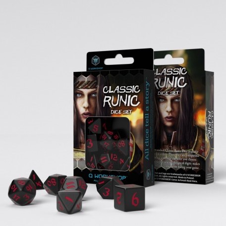 Q-Workshop Classic Runic - Black & Red Dice Set (7)