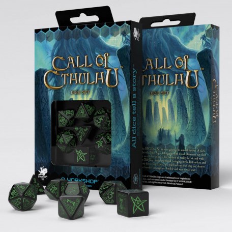Q-Workshop L'Appel de Cthulhu - Jeu de dés noirs et verts (7)