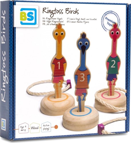 BS Toys jeu d'anneaux oiseaux bois jeu d'extérieur enfants