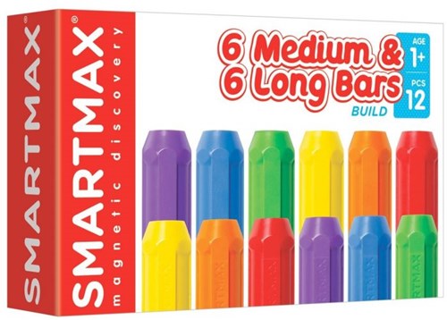 Smartmax coffret de construction magnétique - 6 barres courtes et 6 longues - extension
