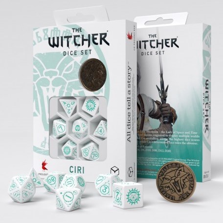 Q-Workshop The Witcher Dice Set - Ciri - La loi de la surprise (7 pcs + pièce)