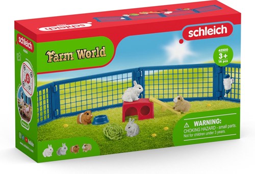Schleich Farm World cabane lapins cochons d'Inde set animaux ferme