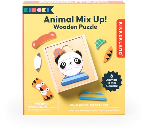 Kikkerland Animal Mix Up! Wooden Puzzle