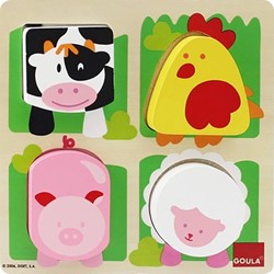 Goula houten voelpuzzel Boerderij - 4 stukjes