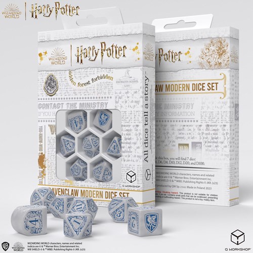 Q-Workshop Harry Potter dobbelstenen Ravenclaw modern set wit 7 stuks