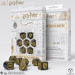 Q-Workshop Harry Potter set de dés Poufsouffle noir pailleté 7 pièces