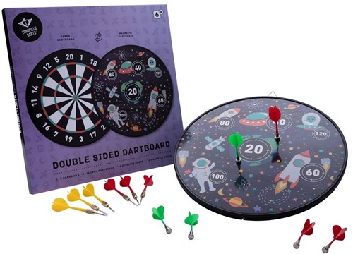 Engelhart Dubbelzijdig Magnetisch/ Papieren Dartbord in Ruimtethema