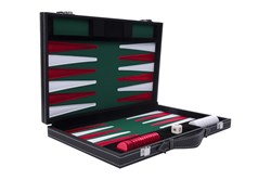 Engelhart Games backgammon spel 11 inch groen rood wit gestikt reisspel