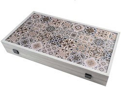 Philos Backgammon spel Kassette Lefkada groot houten bord