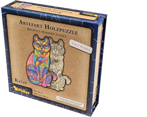 Philos Artefact Houten Puzzel 2 in 1 Kat (160)