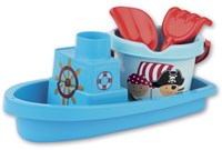 Androni Giocattoli jouet de plage Bateau avec set seau pirate bleu