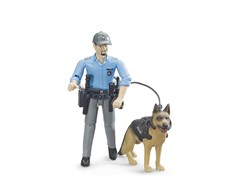Bruder politie speelfiguur met hond - bworld set politie speelgoed