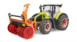 Bruder Claas Axion 950 speelgoedtractor met sneeuwkettingen en sneeuwruimer