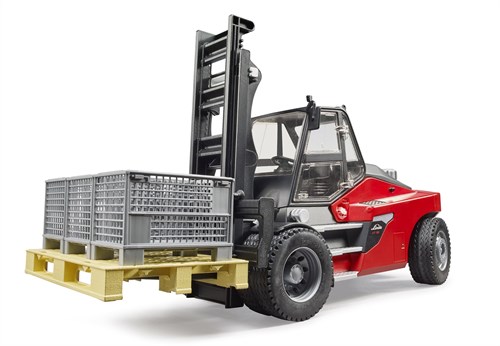 Bruder chariot élévateur Linde HT160 jouet avec palette et 3 caisses-2