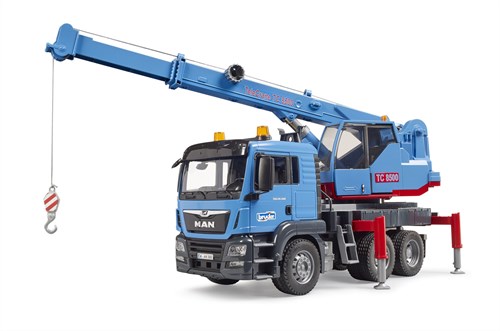 Bruder camion grue MAN TGS jouet véhicule de chantier bleu-2