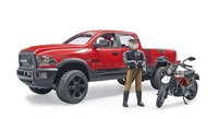 Bruder Dodge RAM 2500 Power Wagon voiture jouet avec moto Ducati Scrambler et conducteur-2