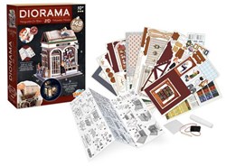 Buki diorama bouwpakket miniatuur bibliotheek met led-verlichting