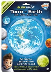 Buki sticker aarde - Glow in the dark planeten kinderkamer decoratie